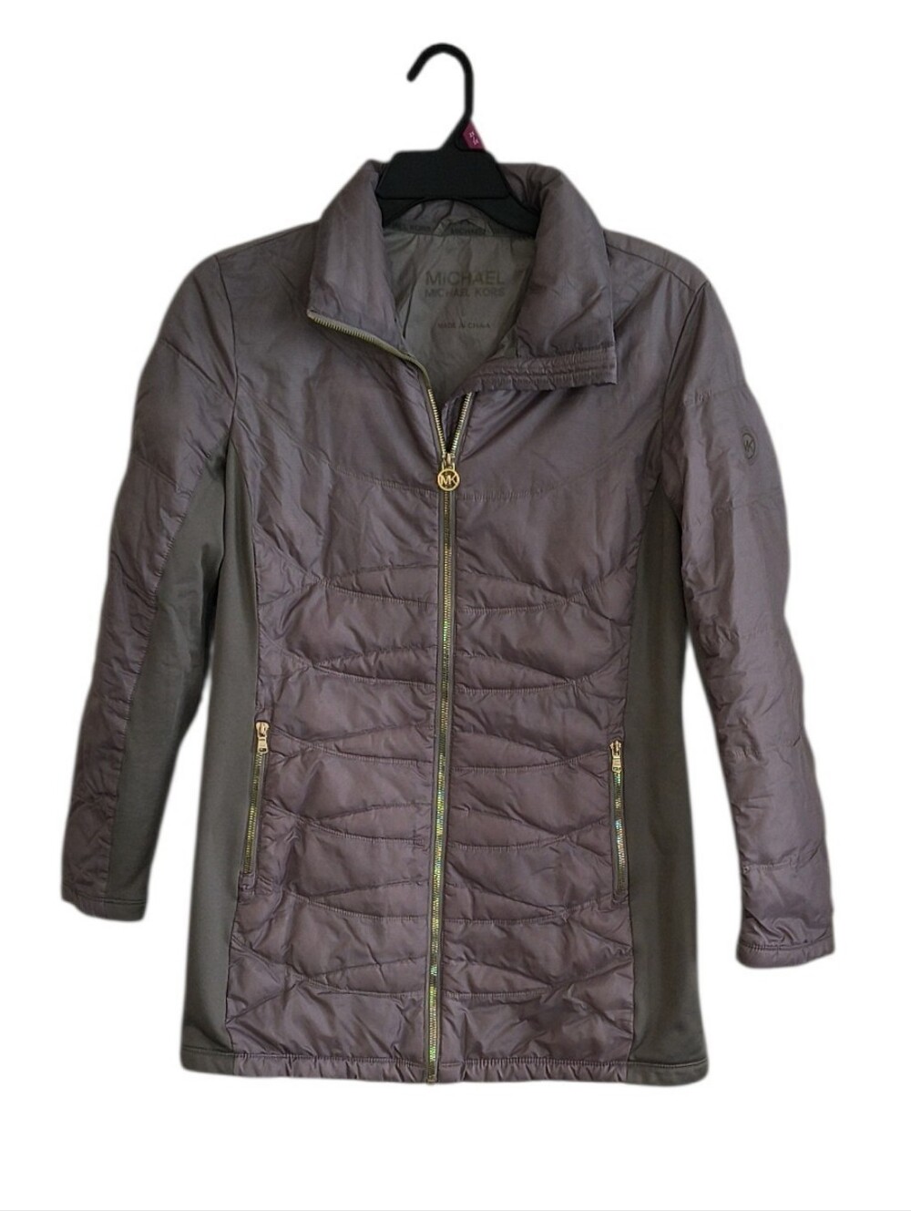 Michael Kors Taupe Quilted Lightweight Puffer Jacket Size L